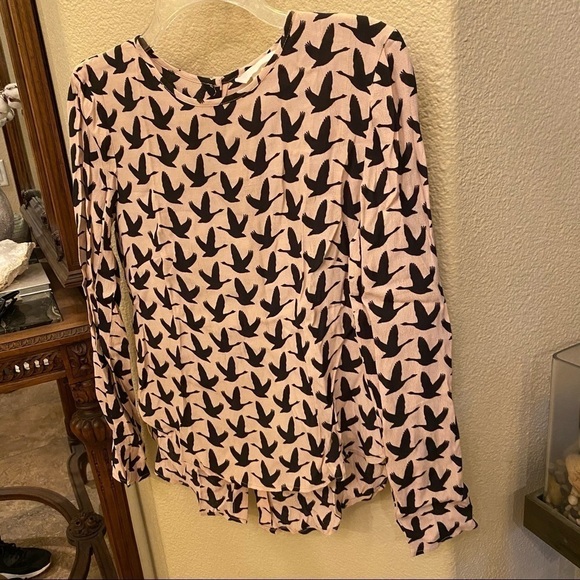 H&M Pink Bird Long Sleeve Top Size 2 - Picture 2 of 10
